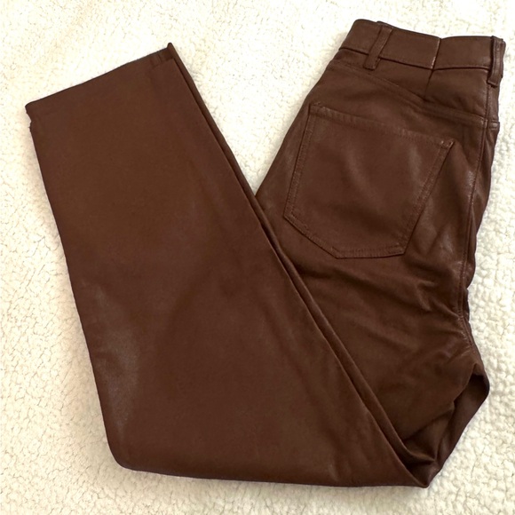 Gorgeous Express Super High Rise Straight Leg Pants With Leather Finish - Picture 3 of 6